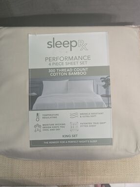 SALE! $200 Retail! Performance Bamboo 4-Piece King Sheet Set - Light Beige